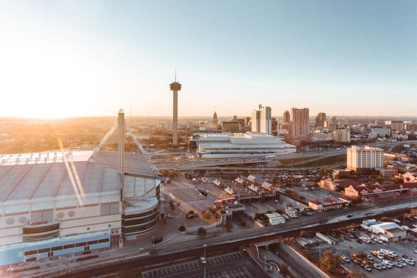 San Antonio skyline at sunset